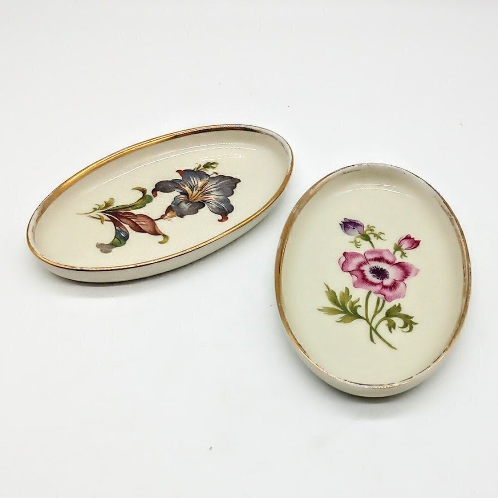 Danmark Porcelain Made in Denmark Oval Trinket Dishes (2)